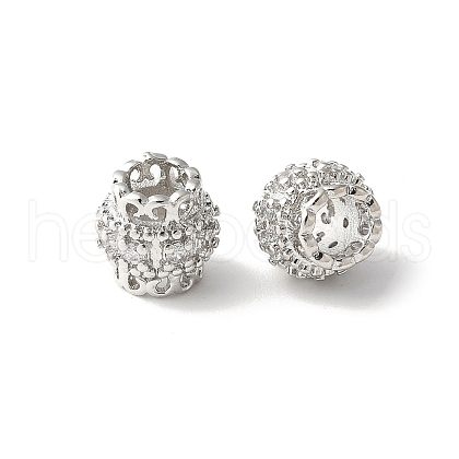 Brass Micro Pave Cubic Zirconia Bead KK-U067-08P-06-1