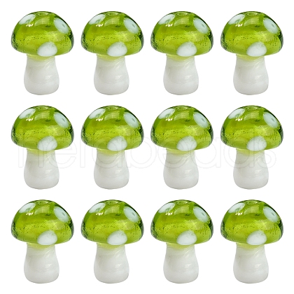 10Pcs Mushroom Handmade Lampwork Beads LAMP-YW0001-08A-1