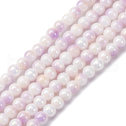 Pearlized Handmade Lampwork Beads Strands LAMP-R020-04F-1
