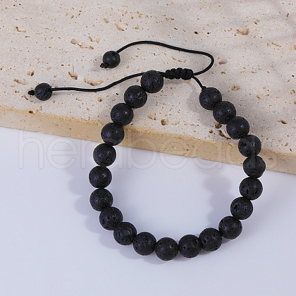 Natural Lava Rock Braided Beads Bracelets for Women Men TE4811-1