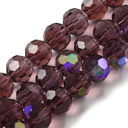 Electroplate Transparent Glass Beads Strands EGLA-A035-T8mm-L13-1