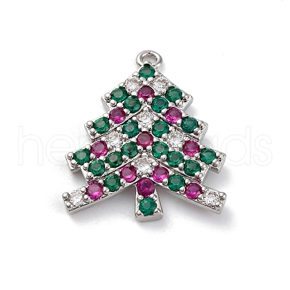 Christmas Series Brass Micro Pave Cubic Zirconia Pendants KK-Q010-01P-07-1