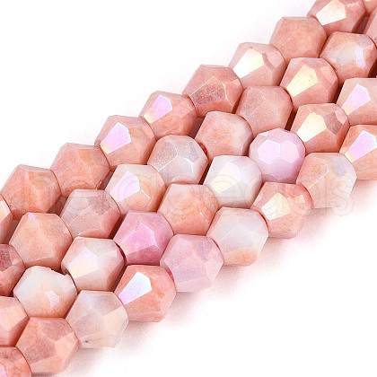 Electroplate Bicone Glass Beads Strands EGLA-T021-6mm-16-04-1