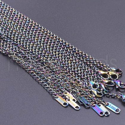 2.5mm Unisex 304 Stainless Steel Rolo Chains Necklaces WT9583-5-1
