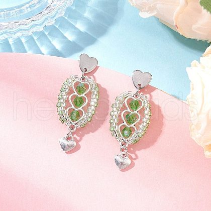 304 Stainless Steel Faceted Bicone Glass Beads Dangle Stud Earrings EJEW-WZ00437-01-1