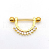 304 Stainless Steel Clear Cubic Zirconia Flat Round Nipple Rings WG994A5-12-1