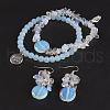 Opalite Beads Wrap Bracelets and Earrings Jewelry Sets SJEW-JS00905-05-1