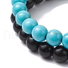 2Pcs 2 Colors Dyed Synthetic Turquoise Beaded Stretch Bracelets for Women Men BJEW-JB11552-6