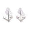 Anti-Tarnish Rhodium Plated Antler Shape 999 Fine Silver Stud Earrings for Women EJEW-S215-07P-1