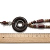 Ethnic Style Alloy & Porcelain Ceramic Beads & Wood Ring Pendant Tassel Y Necklaces NJEW-D308-02-3