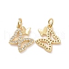 Brass Micro Pave Clear Cubic Zirconia Charms ZIRC-F134-15G-1