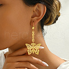 Elegant French Style Brass Hollow Butterfly Tassel Hoop Earrings JT4875-4