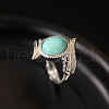 Oval Synthetic Turquoise Finger Rings FS-WGBAF9A-01-4