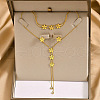 Flower Stainless Steel Crystal Rhinestone Lariat Necklaces & Stud Earrings & Bracelets Sets for Women FS-WG939A0-01-2