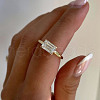 Rectangle Elegant S925 Sterling Silver Pave Clear Cubic Zirconia Ring for Women RW4917-4-1