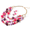 Alloy & Resin Beaded Multilayer Necklaces & Dangle Earrings Sets FS-WGF1004-02-2