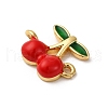 Brass Red Enamel Connector Charms KK-I276-13G-01-2