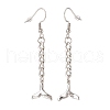 Curb Chains with Brass Charm Long Dangle Earrings EJEW-JE04963-03-2