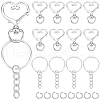 SOFPLATE 150Pcs 3 Styles Heart Shape Zinc Alloy Swivel Lobster Clasp with Iron Split Key Rings with 304 Stainless Steel Jump Rings FIND-SP0002-59P-1