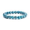 Natural Labradorite Round Beaded Stretch Bracelet BJEW-JB07906-4