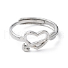 Non-Tarnish 304 Stainless Steel Hollow Heart Adjustable Rings RJEW-D006-15P-2