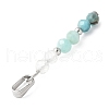 Faceted Round Natural Quartz Crystal & Amazonite & Apatite Beaded Pendants PALLOY-JF03529-03-3