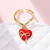 Brass Enamel Open Cuff Rings for Women RJEW-U057-14A-G-2