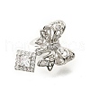 Bowknot & Rhombus Brass Micro Pave Clear Cubic Zirconia European Beads KK-V008-35P-2