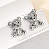 Bear Brass Micro Pave Cubic Zirconia Stud Earrings & Pendant Necklaces Sets SJEW-Z002-01P-3