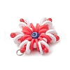 Handmade Polymer Clay and Snowflake Lampwork and Glass Round Pendants PALLOY-MZ00639-03-4