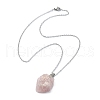 Natural Rose Quartz Nugget Pendant Necklace with 304 Stainless Steel Chains NJEW-JN04385-03-1