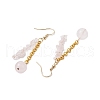 Round & Chip Natural Rose Quartz Dangle Earrings EJEW-JE05867-4