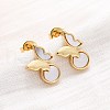 Butterfly Brass Shell Stud Earrings KK-D363-22G-4
