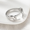304 Stainless Steel Rock & Roll Hand Gesture Cuff Rings for Women Men RJEW-B118-02P-3