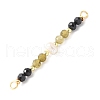 Faceted Round Natural Labradorite & Black Spinel & Potato Natural Cultured Freshwater Pearl Beaded Connector Charms PALLOY-JF03531-07-3