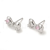 Left and Right Rack Plating Brass Micro Pave Cubic Zirconia Studs Earrings Findings KK-K371-10P-1