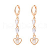 Heart Brass Micro Pave Cubic Zirconia Dangle Leverback Earrings EJEW-N058-11G-2