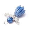 Opaque Resin Flower Rose Beads with Glass Pearl Round Bead and Tibetan Style Alloy Fairy Wing Beads and Brass Ball Head pins Pendants PALLOY-JF03594-02-5