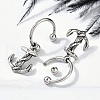 Anchor 316 Surgical Stainless Steel Dangle Half Hoop Earrings for Women EJEW-G416-43AS-3