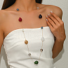 Geometric Acrylic Teardrop Cube & Iron Link Chain Long Necklaces for Women GF3300-1-2
