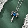 Brass Cubic Zirconia Wing Cross Pendant Necklaces for Women NJEW-C067-07P-02-1