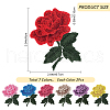 CRASPIRE 14Pcs 7 Colors Rose Flower Shape Computerized Embroidery Cloth Iron on/Sew on Patches PATC-CP0001-04-2