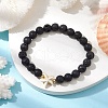 Round Natural Lava Rock Beaded Stretch Bracelets BJEW-JB10276-03-4