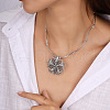 Tibetan Style Engraved Flower Alloy Pendant Necklaces for Women FS-WGE3882-01-2
