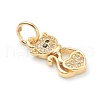 Brass Clear Cubic Zirconia Charms ZIRC-B010-04G-3