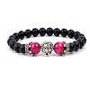 Natural Frosted Stone Round Beads Stretch Bracelets QM6104-4-1