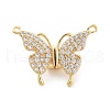 Brass Micro Pave Clear Cubic Zirconia Pendants KK-C066-02G-1