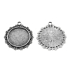 Tibetan Style Alloy Flat Round Pendant Cabochon Settings TIBEP-5353-AS-LF-1