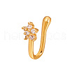 Flower Brass Micro Pave Clear Cubic Zirconia Clip-on Nose Septum Rings WG32032-20-1