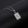 Rectangle Stainless Steel Pave Natural White Shell Pendant Necklaces FS-WG3D812-11-1